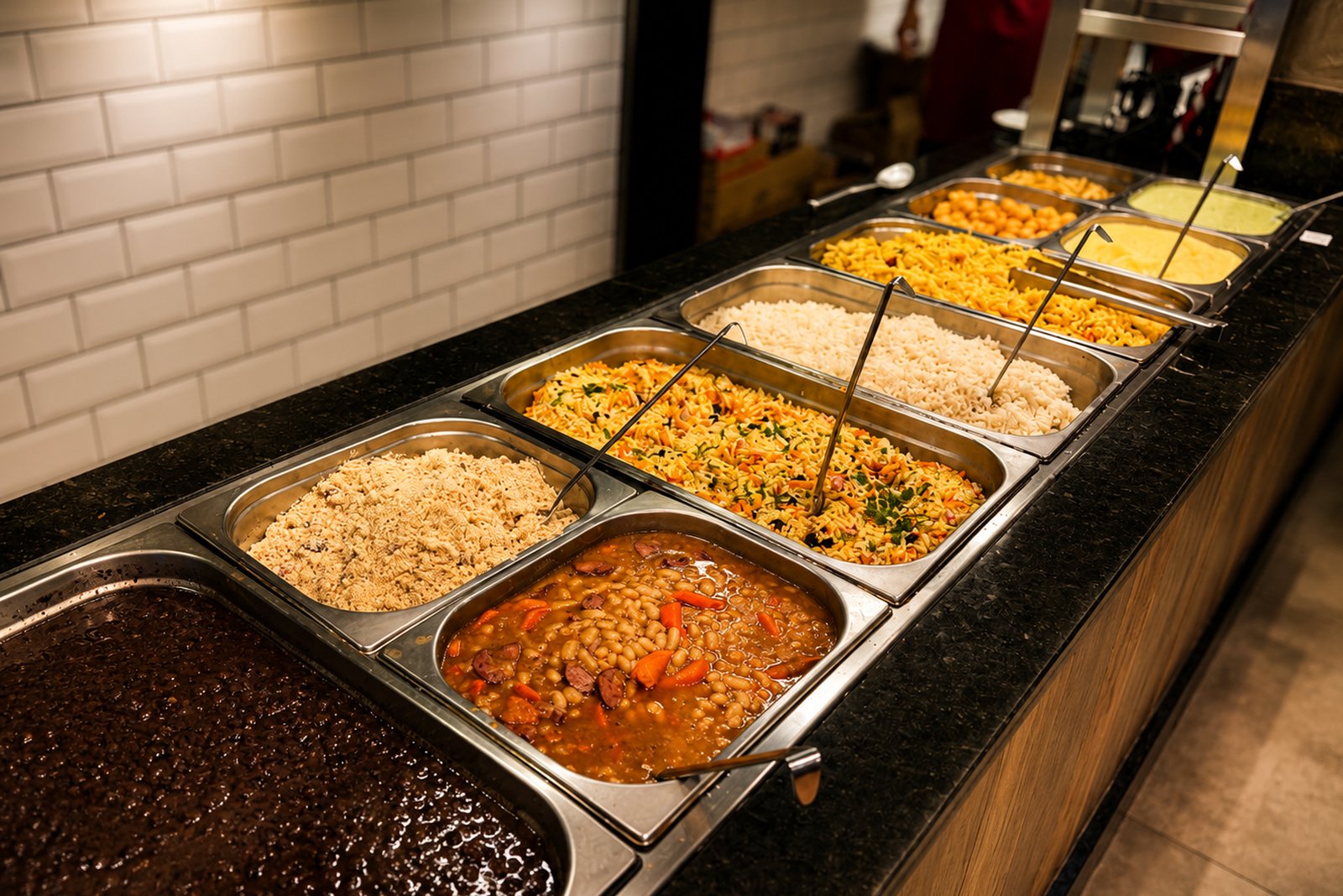 Almoço self-service da Fada Madrinha: buffet com comida caseira