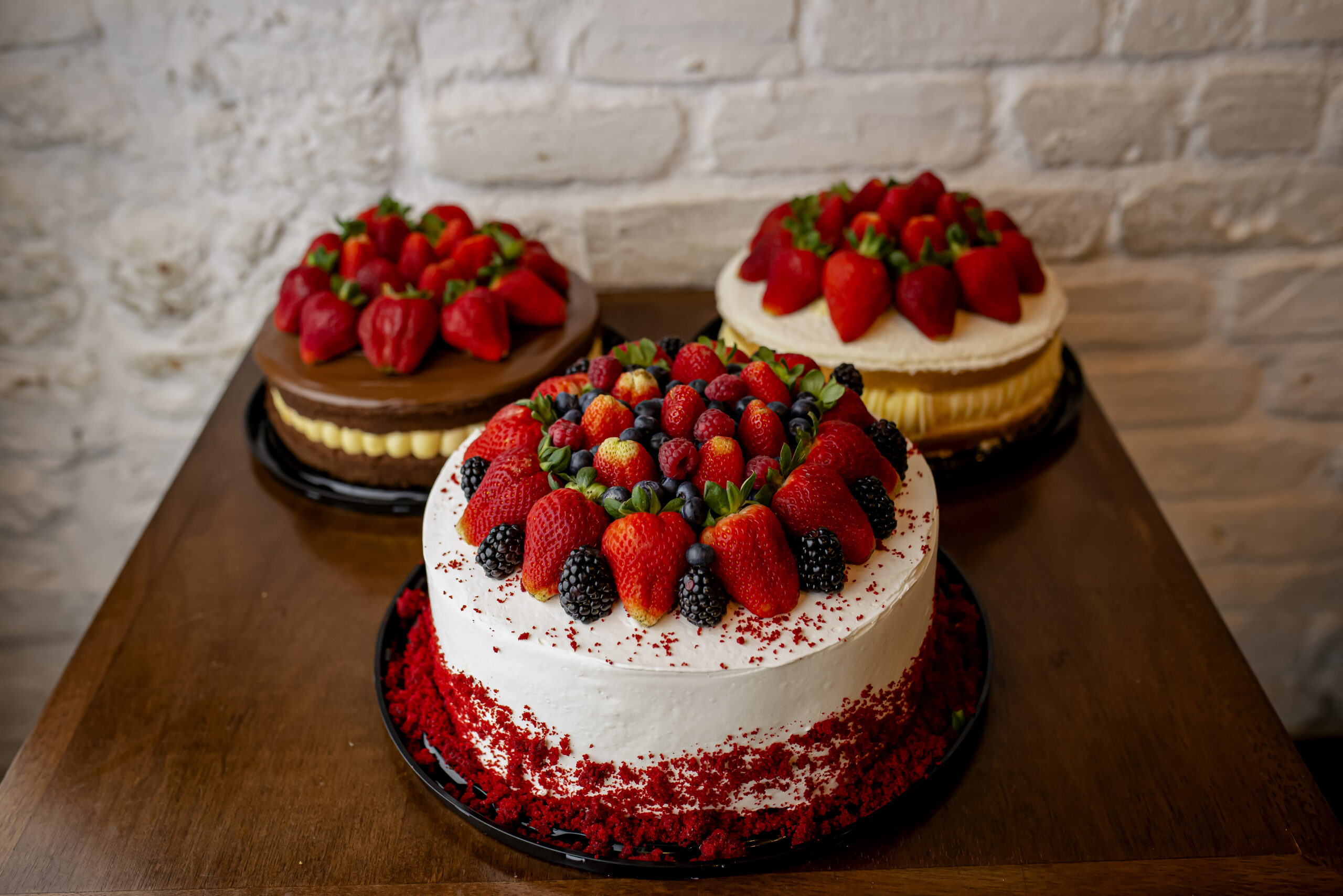 Bolos de frutas vermelhas do cardápio de bolos